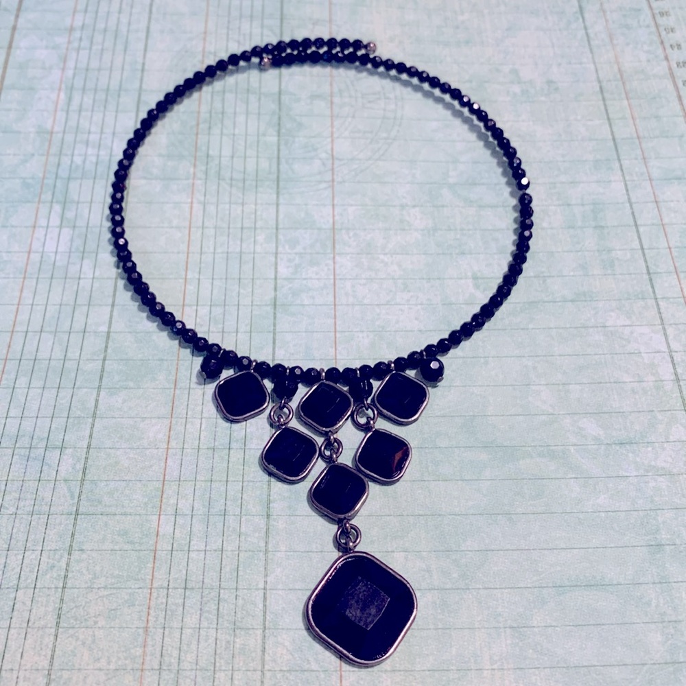Black beaded choker necklace